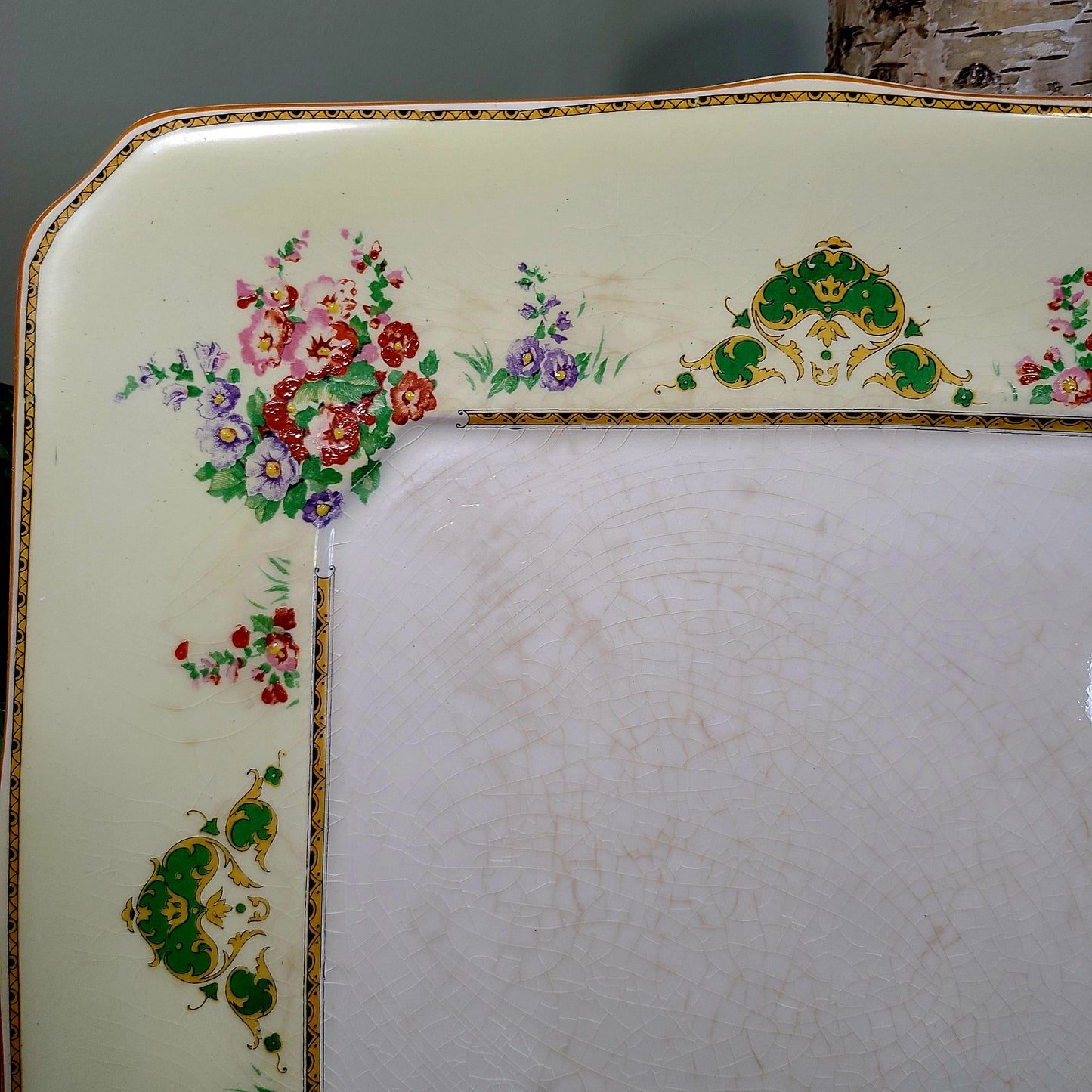 Vintage Myott Staffordshire Square Handled Cake Serving Platter, Made In England