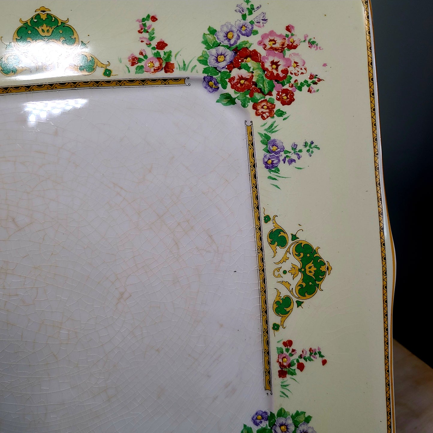 Vintage Myott Staffordshire Square Handled Cake Serving Platter, Made In England