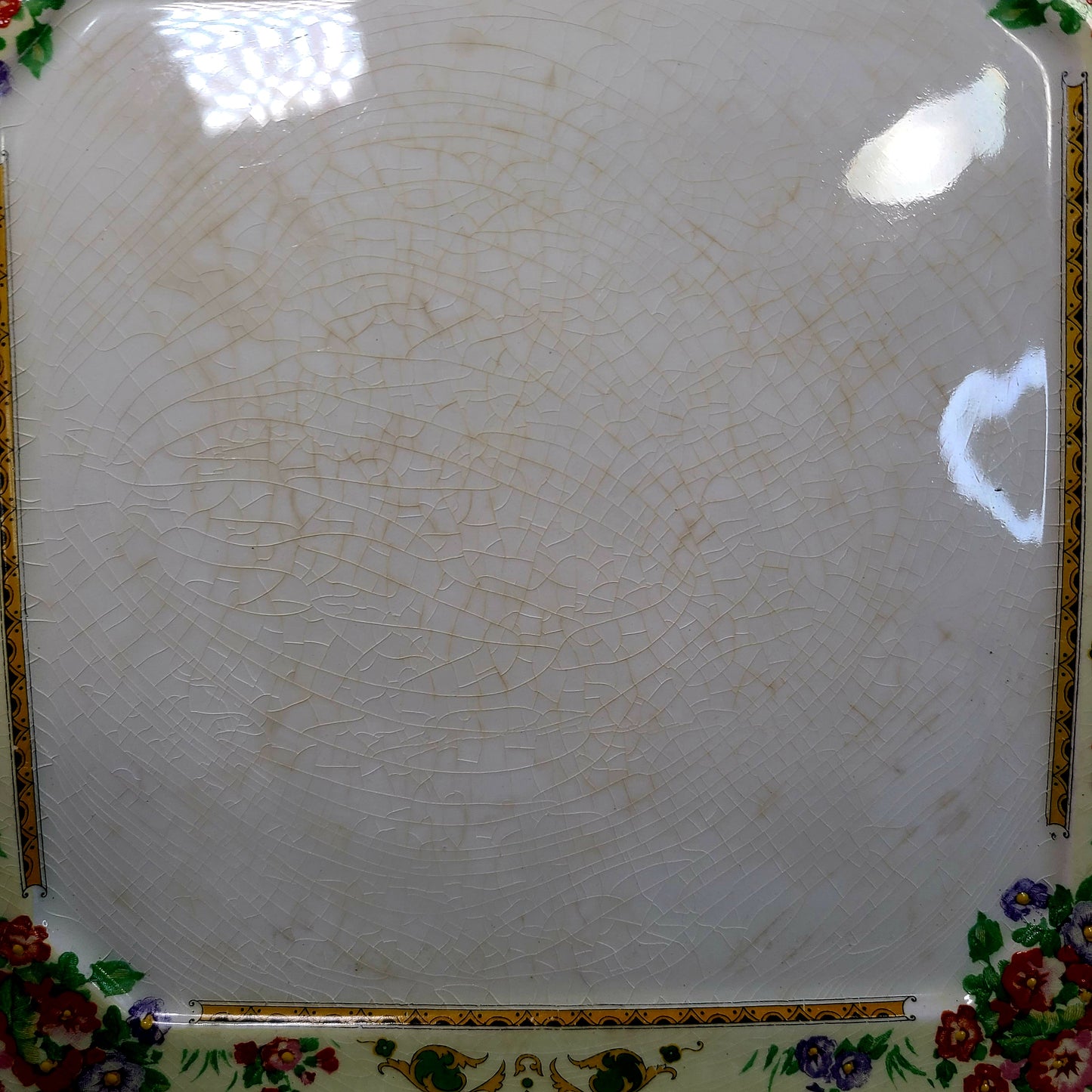 Vintage Myott Staffordshire Square Handled Cake Serving Platter, Made In England