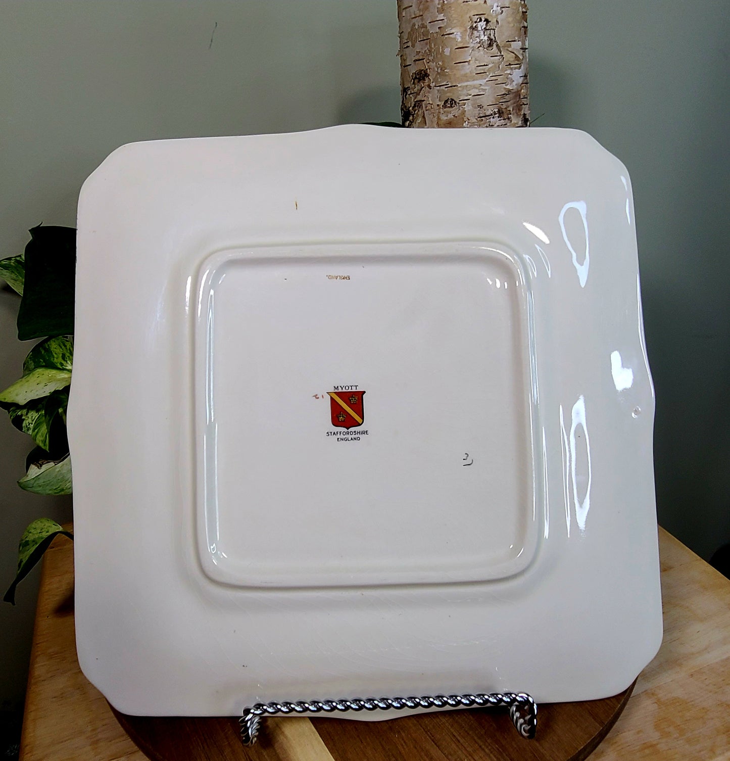 Vintage Myott Staffordshire Square Handled Cake Serving Platter, Made In England