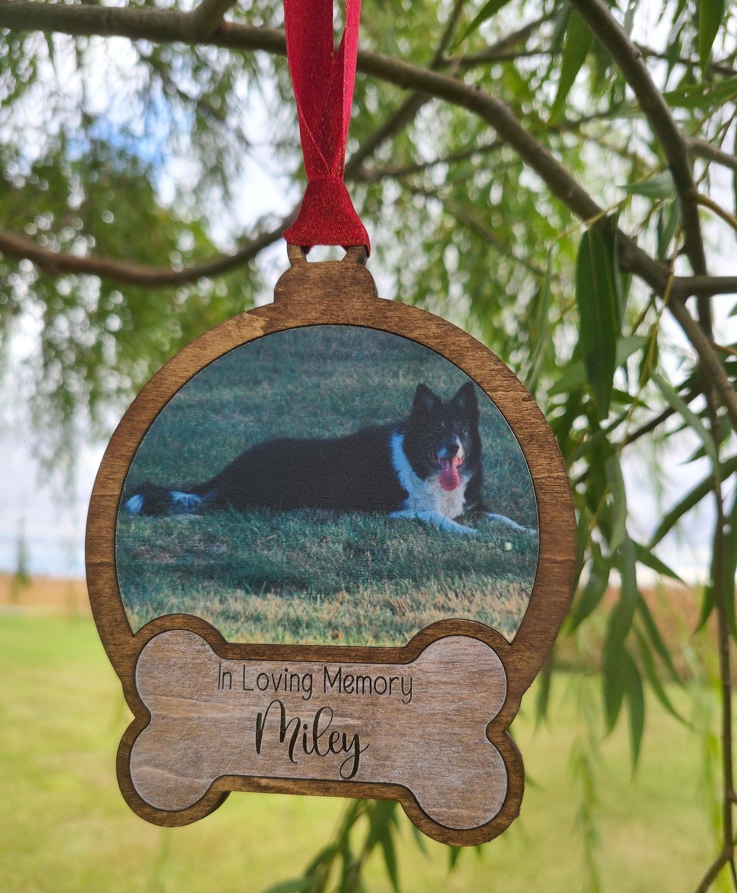 Personalized Dog Picture Ornament, Custom Dog Christmas Ornament, Pet Loss Keepsake, Gift For Dog Lovers, In Loving Memory Ornament