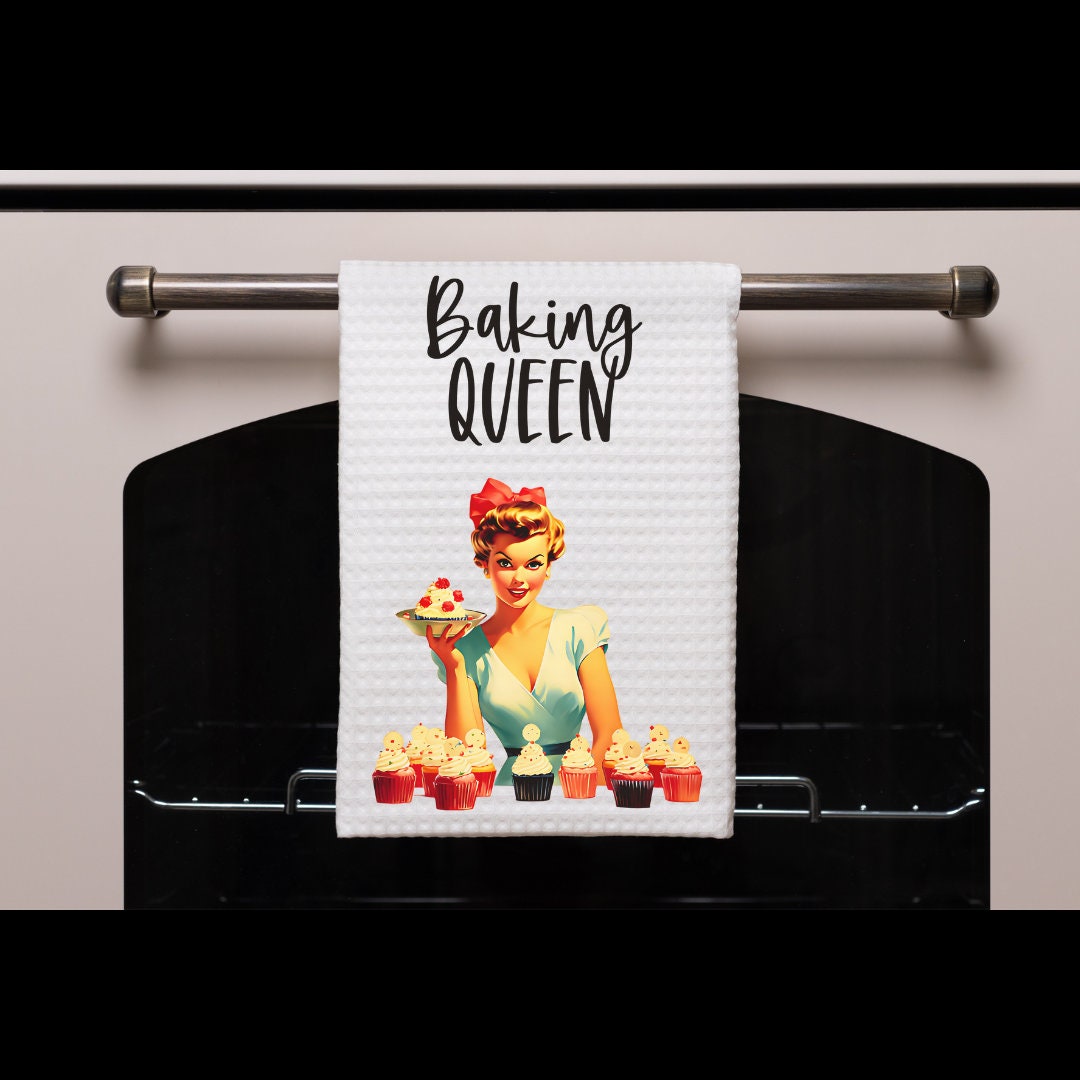 Retro Women Kitchen Hand Dish Towels, Funny Kitchen Towels, Retro Decor, Gift For Her, Housewarming Gift, Choose Your Design