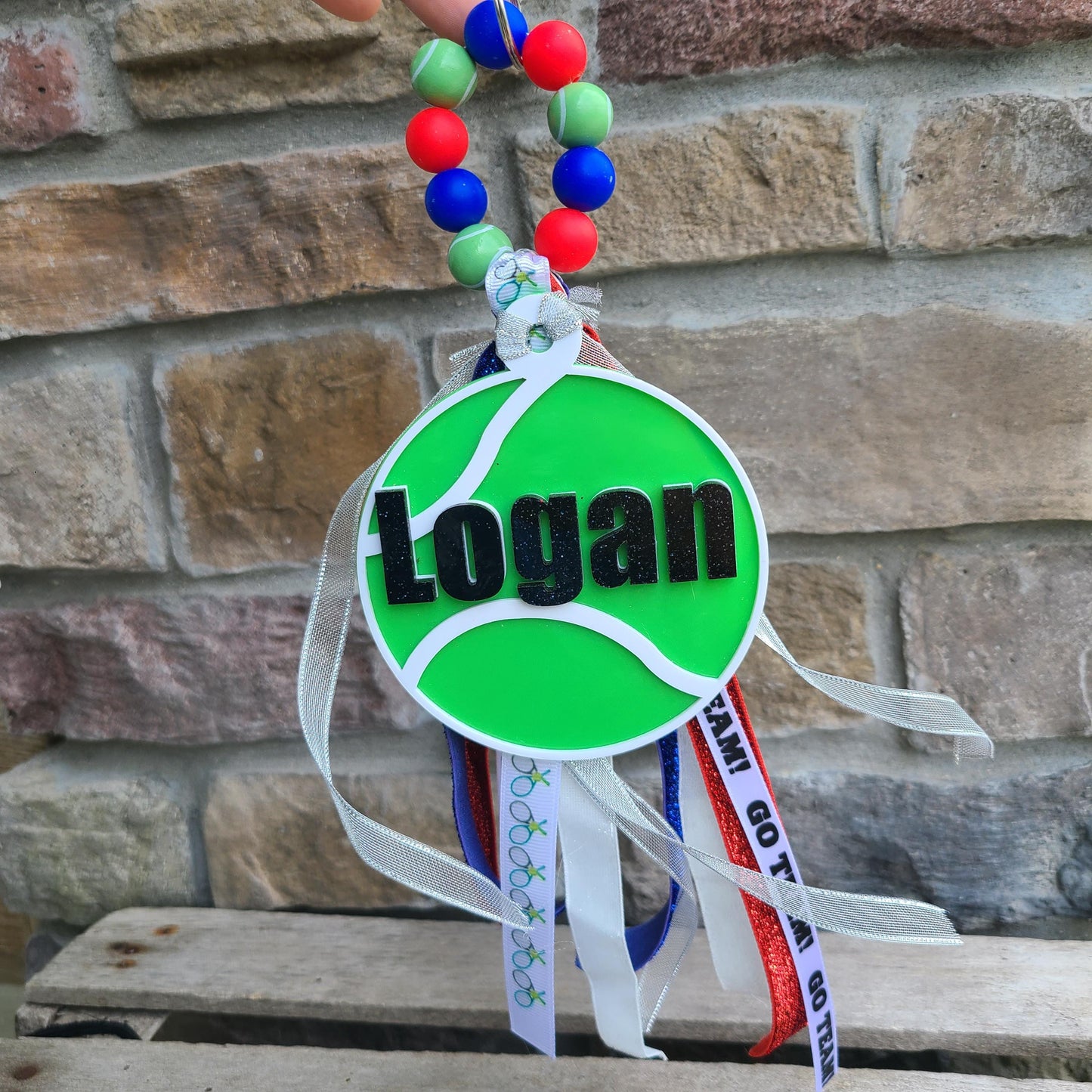 Personalized Sport Ribbon Bag Tag, Sports Bag Tassel and Charm, Bookbag tag, Sports bag tag, Custom Colors, School Spirit, Gift for mom