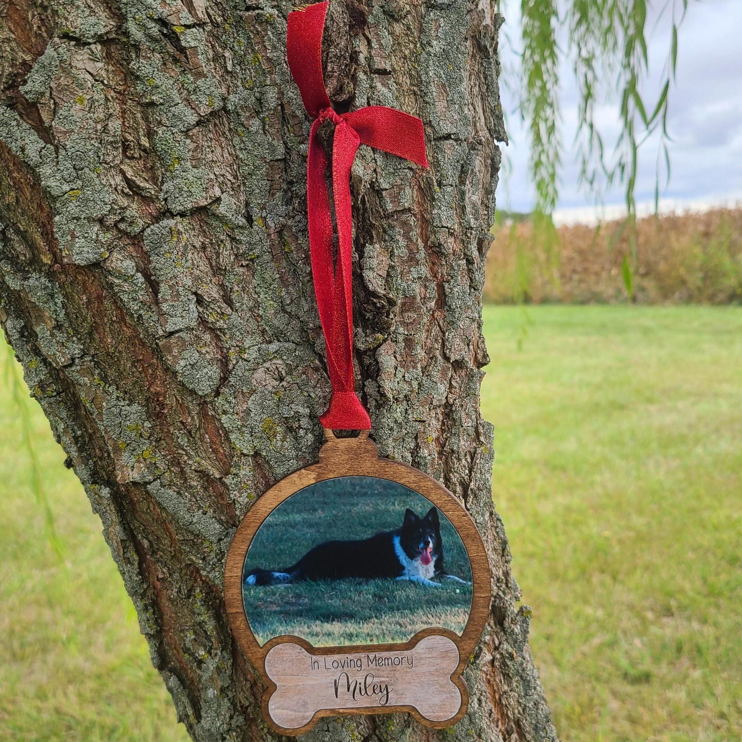 Personalized Dog Picture Ornament, Custom Dog Christmas Ornament, Pet Loss Keepsake, Gift For Dog Lovers, In Loving Memory Ornament
