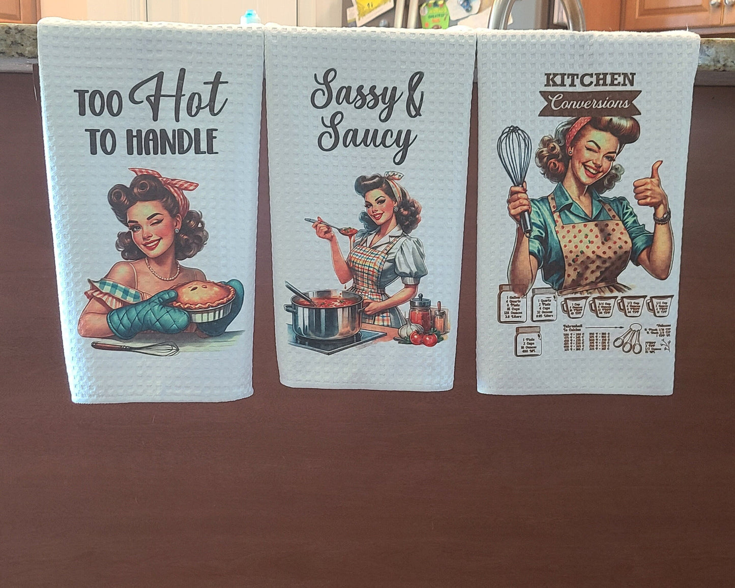 Retro Women Kitchen Hand Dish Towels, Funny Kitchen Towels, Retro Decor, Gift For Her, Housewarming Gift, Choose Your Design