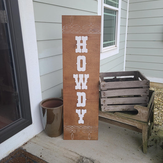 Howdy Welcome Sign, Cowboy Boot Stitch Howdy Porch Leaner Sign, Front Door Western Porch Leaner Sign, Wood Farmhouse Sign, Rustic Howdy Sign