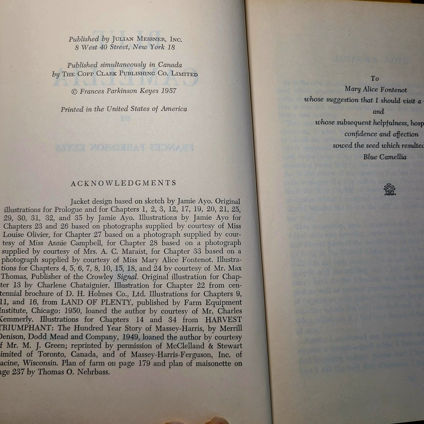 Set of 2 Frances Parkinson Keyes Hard Cover Books, Blue Camellia & Dinner at Antoine's