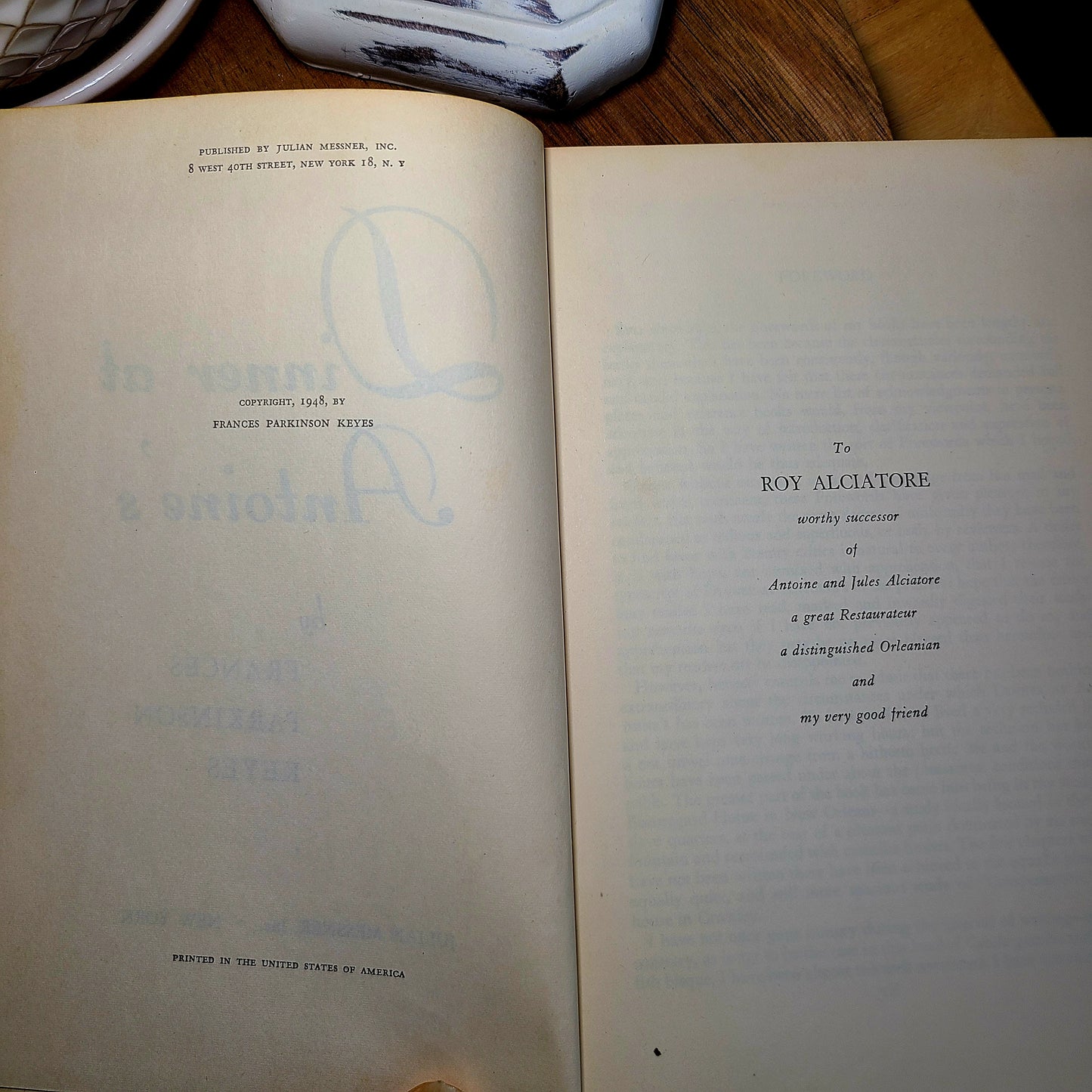 Set of 2 Frances Parkinson Keyes Hard Cover Books, Blue Camellia & Dinner at Antoine's