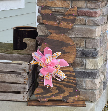Lighted Wood Farmhouse Easter Bunny, Rustic Easter Bunny, Wood Easter Bunny, Wood Bunny, Front Porch Decor, Lighted Wood Bunny, In/Out Door.