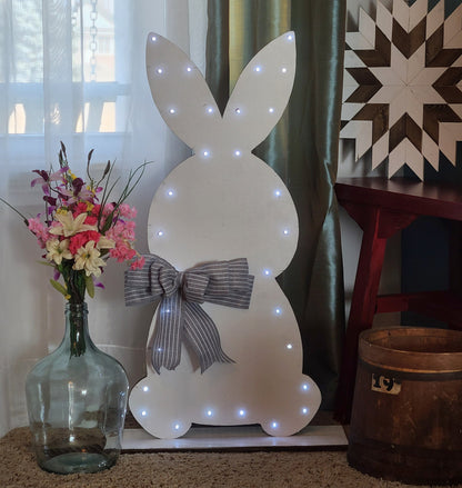 Lighted Wood Farmhouse Easter Bunny, Rustic Easter Bunny, Wood Easter Bunny, Wood Bunny, Front Porch Decor, Lighted Wood Bunny, In/Out Door.