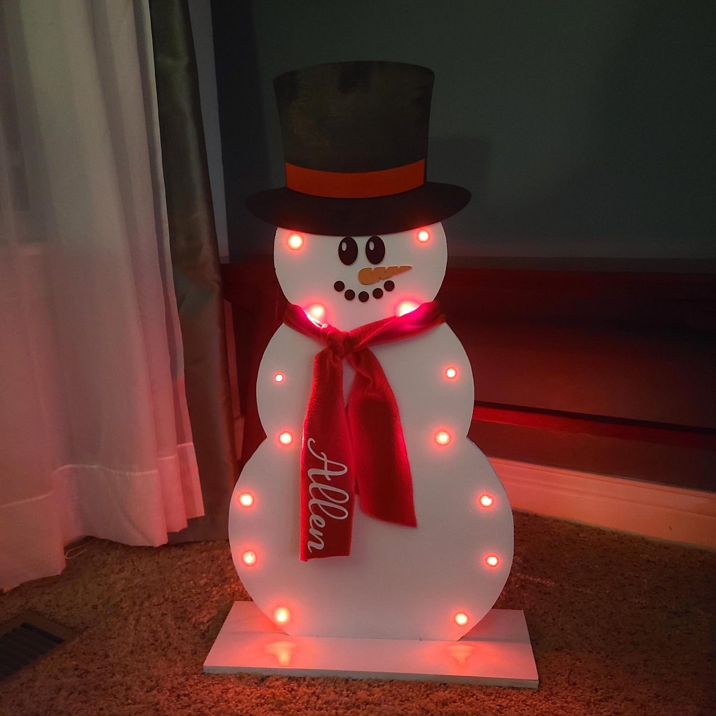 Personalized Wooden Lighted Snowman, Farmhouse Snowman, Holiday Decor, Front Porch Snowman, Christmas, Winter Decor, Outdoor Christmas Decor