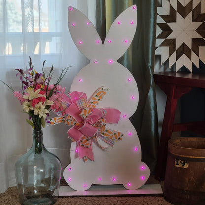 Lighted Wood Farmhouse Easter Bunny, Rustic Easter Bunny, Wood Easter Bunny, Wood Bunny, Front Porch Decor, Lighted Wood Bunny, In/Out Door.