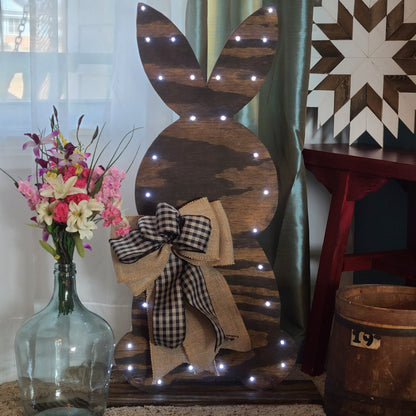 Lighted Wood Farmhouse Easter Bunny, Rustic Easter Bunny, Wood Easter Bunny, Wood Bunny, Front Porch Decor, Lighted Wood Bunny, In/Out Door.