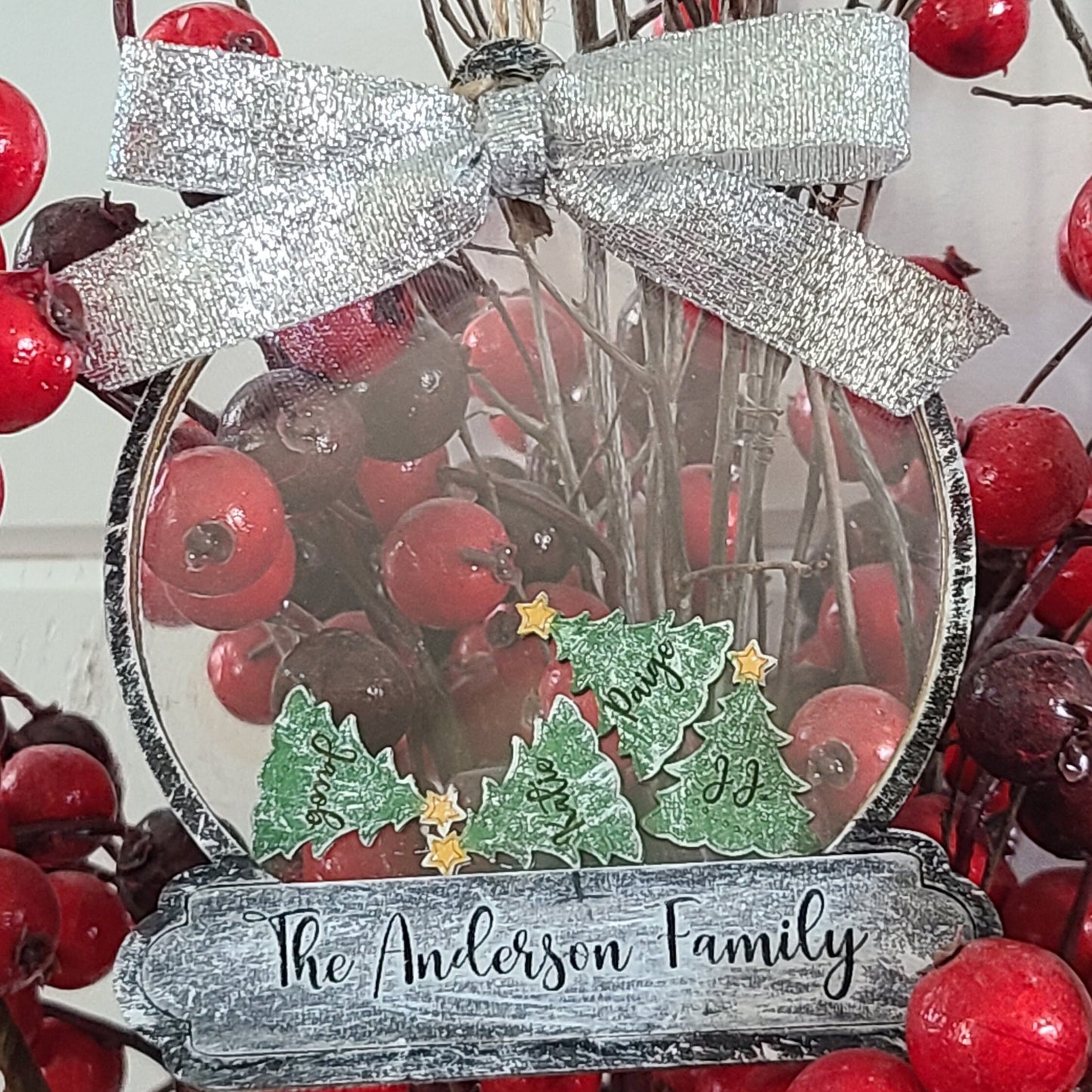 Personalized Family Christmas Ornament, Family Christmas Tree Ornament, Custom Snow Globe Shaker Ornament, 4D Shake Ornament