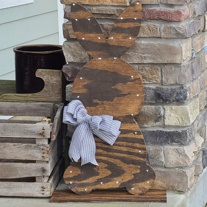 Lighted Wood Farmhouse Easter Bunny, Rustic Easter Bunny, Wood Easter Bunny, Wood Bunny, Front Porch Decor, Lighted Wood Bunny, In/Out Door.