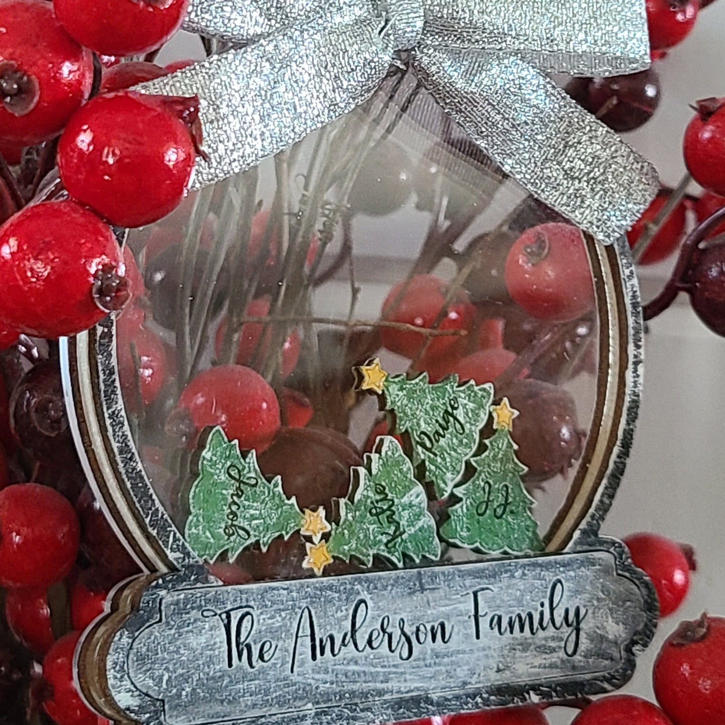 Personalized Family Christmas Ornament, Family Christmas Tree Ornament, Custom Snow Globe Shaker Ornament, 4D Shake Ornament