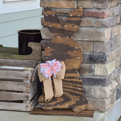 Lighted Wood Farmhouse Easter Bunny, Rustic Easter Bunny, Wood Easter Bunny, Wood Bunny, Front Porch Decor, Lighted Wood Bunny, In/Out Door.